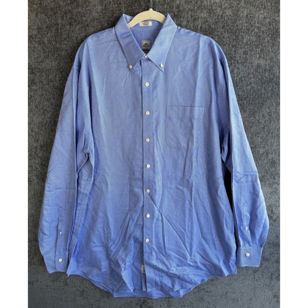Peter Millar Nanoluxe Shirt Mens XLT Tall Blue Check Button Down Easy Care